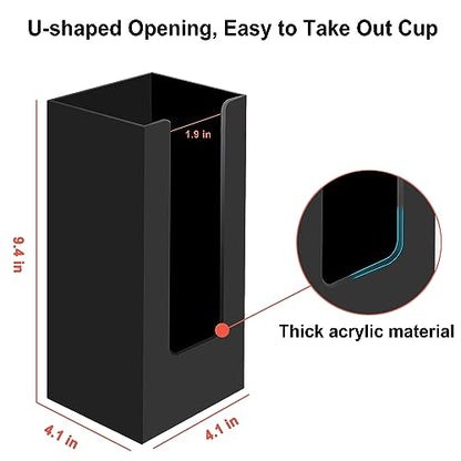 MYITYARD Coffee Cup Dispenser, Cup and Lid Organizer fits 5 to 16 oz Disposable Paper & Plastic Cups, Acrylic Cup Holder for Table Countertop, Black - size: 1 Compartment