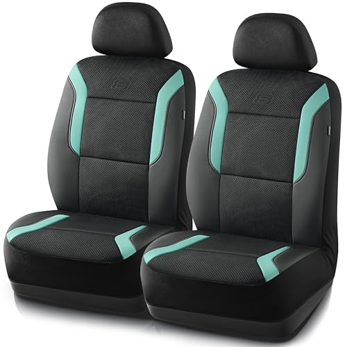 Skechers Memory Foam Car Seat Covers, Air Cool Mesh Thick Seat Covers,Car Seat Covers Front Seats Airbag Compatible, Automotive Comfort Protection for Most Cars,Van,Trucks, SUVs,Green - color: Black/Green, size: Two Front