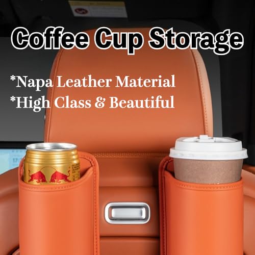 2-Pack Cup Holders for Car Seat Back Premium Nappa Leather Organizer with Drink Holders Easy Install for Families & Road Trips (White) - color: White