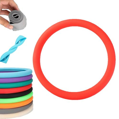 Car Steering Wheel Protective Cover, Cool Non-Slip Silicone Steering Wheel Protector, Universal Fit for Most Cars (Red) - color: Red