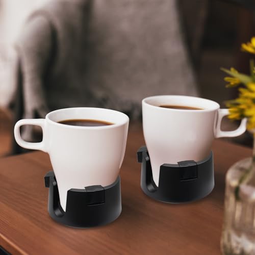 Anti Spill Cup Holder - Adjustable Plastic Drink Holder - Adhesive Desk Cup Holder for Home Office Couch Table - Black - color: Black