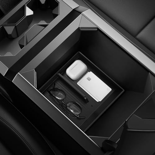Spigen Center Console Organizer Tray Designed for Tesla Cybertruck Accessories 2026/2025/2024/2023 (Bottom) (Carbon Edition) - size: Bottom Organizer