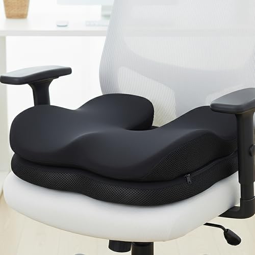 Office Chair Cushion & Car Seat Cushion - Memory Foam Dual-Layer Ergonomic Seat Cushion for Tailbone Pain Relief, Coccyx Support, Soft Yet Firm Comfort for All-Day Sitting