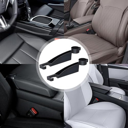 2PCS Car Seat Gap Filler, Multifunctional Vehicle Seat Side Gap Plug Blocker with Cup Holder & Storage Slot, No Drop Automotive Console Crevice Stopper, Universal for Truck SUV Van (Black) - color: Black