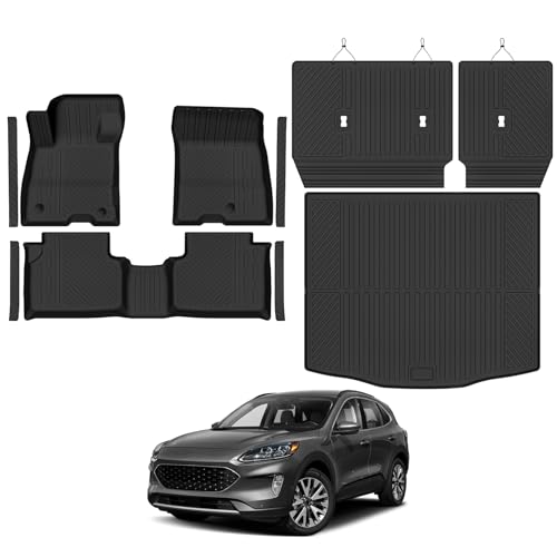 Custom Fit Floor Mats for Ford Escape Hybrid 2020-2025 2026, All Weather TPE Floor Liners with Trunk Mat & Backrest Protectors & Door Sill Guard, Odorless Full Set Interior Accessories - size: 2)Escape Hybrid Set|2020-2026