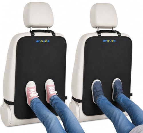 Enovoe Kick Mats Back Seat Protector for Kids - 2 Pack - Premium Quality Car Seat Back Cover Offers Waterproof Protection of Your Upholstery from Mud and Scratches - Backseats Kick Protector for Child - color: Black, size: 2-Pack