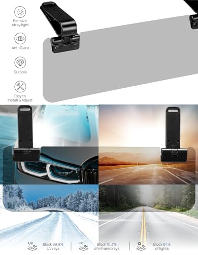 JOYTUTUS Sun Visor Extender for Cars, Polarized Sun Visor Extender Universal Sun Blocker UV400, Adjustable Visor Extension for Car Visor,Double-Clip,Anti Glare Stray Light - size: Standard Polarized Extender