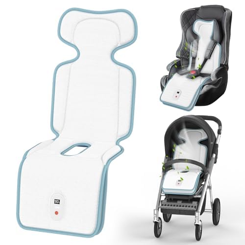 Baby Stroller Cooling Pad, Up to 10H Cooling, 10000 mAh Rechargeable Car Seat Liner with 2 Built-in Blower, 3 Speed, Baby Summer Essentials, Cooling Cushion for Toddler Outdoors, Blue - color: Blue