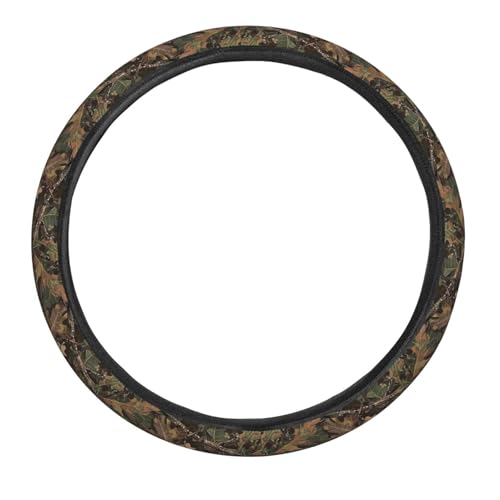 Brown Green Leaf Camo Pattern Steering Wheel Cover for Women Men, Non-Slip Steering Wheel Protector Car Wheel Covers, Universal 15 Inch Fit for Auto, Suvs, Truck - color: Brown Green Leaf Camo Pattern