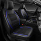 CAR PASS Universal FIT Piping Leather Two Front Seat Covers, Waterproof Faux Leather for SUV Sedan Van Truck, Airbag Compatible,Reserved Opening Holes for Headrest Covers. (Black and Blue) - color: Black Blue