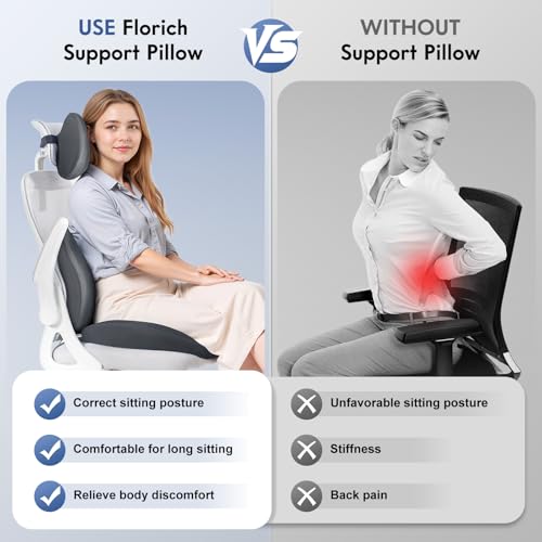 Seat Cushion and Lumbar Support Pillow for Office Chair Car, Car Neck Pillow, Ergonomic Memory Foam Back Support for Office Gaming Chair Wheelchair, Relieves Neck, Back & Sciatica Pain – Gray - color: Gray, size: Seat Cushion&Lumbar Pillow&Headrest Pillow