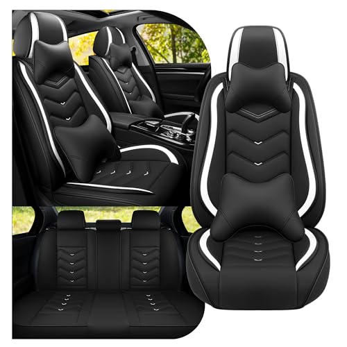 Car Seat Covers Fit for Ford F-150/F-250/F-350 2009-2026, Stylish Sport Seat Cover, Waterproof Wear-Resistant Premium Car Seat Cover，Ford F-150 Seat Covers. (Full Set with Pillow/Black White) - color: Black White, size: Luxury 5 Seats