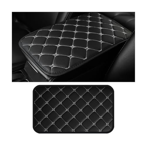HZEL Car Center Console Cushion Pad, PU Leather Vehicle Armrest Protection Cover, Waterproof Automotive Interior Arm Rest Seat Box Mat Accessories, Universal for SUV, Sedan, Truck (Black/Gray) - color: Black/Gray