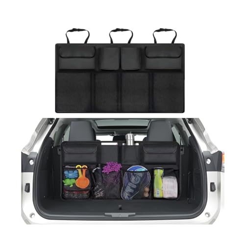 Car Trunk Organizer, Space Saving Vehicle Backseat Hanging with 8 Large Pockets, Automotive Interior Cargo Organization Storage Bag Accessories, Universal for SUV, Truck, Van