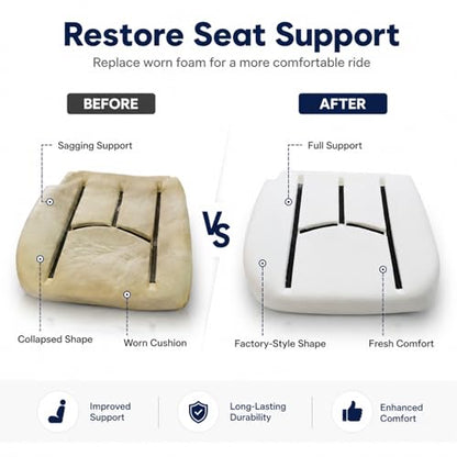 Driver Side Bottom Seat Foam Cushion Replacement Pad Compatible with Chevy Silverado Tahoe Suburban Avalanche GMC Sierra Yukon Cadillac Escalade 2003-2007 | Front Lower High Density Foam | Replace 889