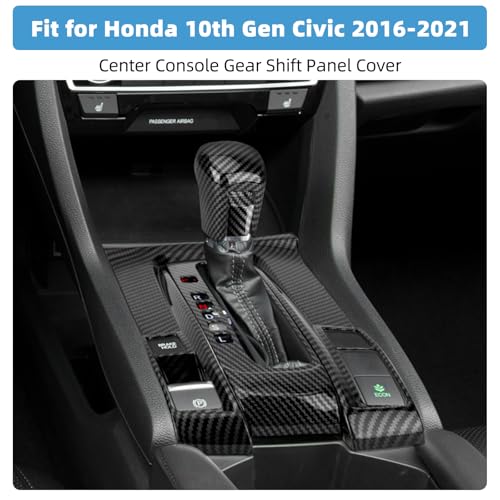 Center Console Gear Shift Panel Cover for Honda 10th Gen Civic 2016 2017 2018 2019 2020 2021 Accessories Interior Decorations Carbon Fiber Style Accessories(Not for Manual Transmission)