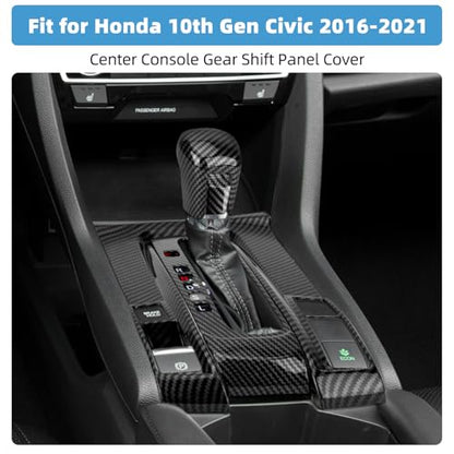 Center Console Gear Shift Panel Cover for Honda 10th Gen Civic 2016 2017 2018 2019 2020 2021 Accessories Interior Decorations Carbon Fiber Style Accessories(Not for Manual Transmission)