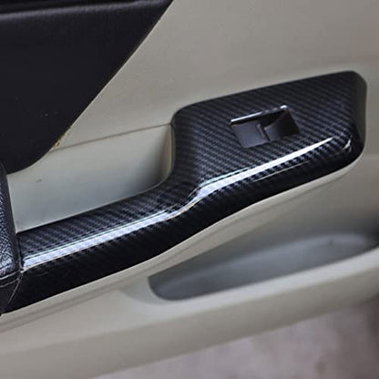 for Honda Civic 2012 2013 2014 2015 Carbon Fiber Style ABS Door Window Lift Buttons Cover Trim, Brake Handle Handbrake Cover, Air Condition Panel Cover Trim (Door Window Lift Panel Trim) - style: Door Window Lift Panel trim