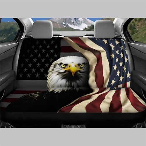 AFPANQZ 3D Eagle Flag Print Car Back Seat Covers Protector Rear Car Seat Cushion Dust and Scratch Proof Washable Auto Bench Protective Universal Fits Car, Truck, SUV, Van - color: 3D Eagle Flag Print
