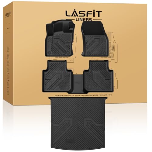 LASFIT Floor Mats for Volkswagen VW Tiguan 2018-2024 (Fit 5 Seats), All Weather TPE Custom Fit Car Mats for 1st & 2nd Rows Floor Liners & Trunk Mats for VW Tiguan Accessories, Easy to Clean, Black - size: 2)2018-2024|For VW Tiguan|Floor & Cargo
