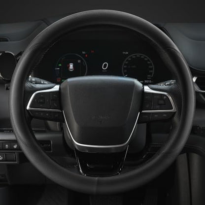 Customized Auto Car Steering Wheel Cover for Dodge Challenger Charger Durango Avenger Ram, for Dodge Accessories, 14.5-15 inch, Black - color: Black-2