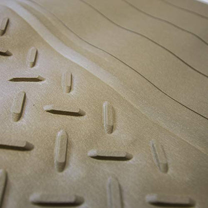 TLH Premium Trimmable Beige Vinyl Cargo Mat, Large Heavy-Duty Universal Fit Full Set, Trimmable Car Floor Mats, Climaproof™ Automotive Floor Mats for Most Sedan, Cars, SUV, Truck Floor Mats