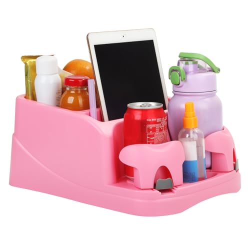 Center Console Organizer,Automotive Consoles Organizers and Storage with 2 Adjustable Cup Holders,Back Bench and Front Seat or Floor Middle Console Universal for Car Truck RV Van SUV (Pink) - color: Pink