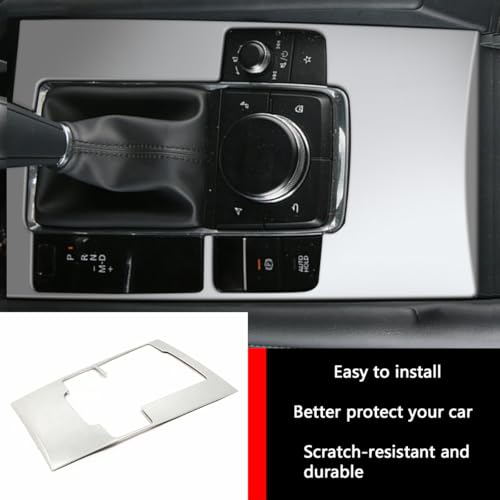 Car Accessories Fit for 2019 2020 2021 2022 2023 2024 2025 Mazda 3 Axela Interior Gear Shift Knob Console Media Panel Cover Trim (Matte Silver) Stainless Steel 1 PC - color: Matte Silver