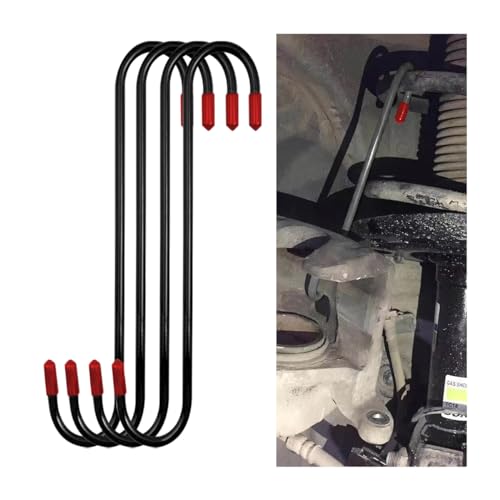 4PCS Car Brake Caliper Hooks, Vehicle Caliper Hangers with Rubber Caps, S-Shaped Automotive Accessories for Braking, Axle, Bearing, Suspension Work for SUV, Truck, RV（Black/4PCS/Red Cap） - color: Black/Red Cap, size: 4PCS