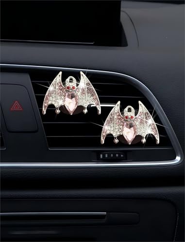 New Bat Aromatherapy Car Decoration Clip Car Air Vent Decorative Fragrance Bat Rearview Mirror Pendant Ambience Decoration Pendant (Double Silver Bat) - size: Double Silver Bat