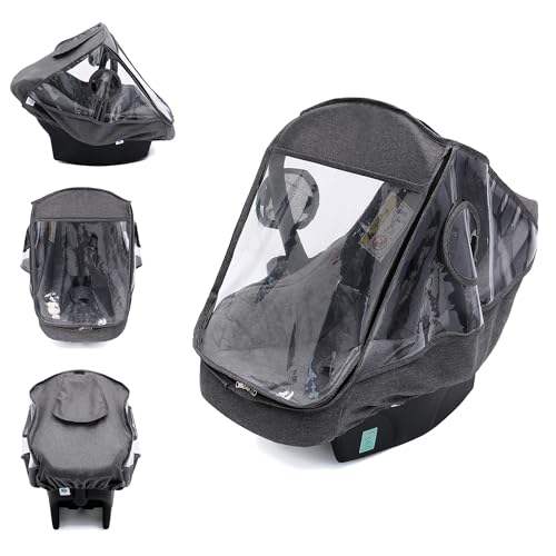 Miracle Baby Car Seat Rain Cover, Universal Infant Car Seat Weather Shield with Storage Bag,Waterproof Baby Car Seat Cover with Breathable Ventilation, Baby Travel Accessories (Grey) - color: Grey