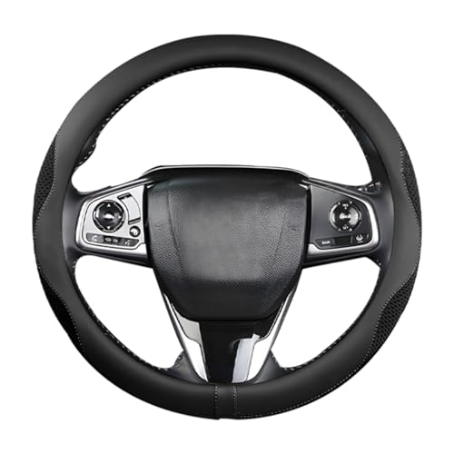 Car Steering Wheel Cover, Microfiber Breathable Ice Silk Leather Steering Wheel Cover Soft Anti-Slip Safety, 15inch Four Season Universal Fits for Most Truck,SUV,Cars (Black Ice Silk) - color: Black Ice Silk