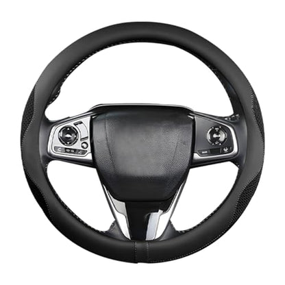 Car Steering Wheel Cover, Microfiber Breathable Ice Silk Leather Steering Wheel Cover Soft Anti-Slip Safety, 15inch Four Season Universal Fits for Most Truck,SUV,Cars (Black Ice Silk) - color: Black Ice Silk