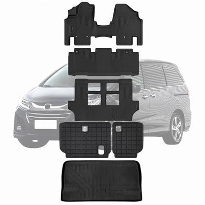Floor Mats & Trunk Mats for 2011-2017 Honda Odyssey, TPE All Weather Protection 3 Rows Car Floor Liners with Cargo Liners Covering the backrest Accessories - size: 2011-17|For Honda Odyssey|Full Set