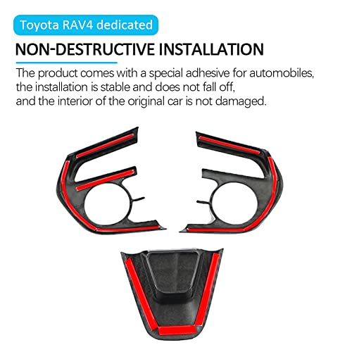 Toyota RAV4 ABS Carbon Fiber Grain Steering Wheel Button Sequins Cover Trim Compatible with Toyota RAV4 2023 2022 2021 2020 2019 Interior Protective Accessories（3pcs） - color: Steering Wheel Button Cover