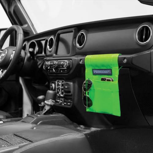 SPIDERWEBSHADE Grab Bag - Front Passenger Seat Grab Bar Multi-Purpose Storage Organizer Bag - For Jeep Wrangler CJ YJ JK JL JKU JLU Gladiator - MADE IN AMERICA - Travel Essentials Holder - (Green) - color: Green