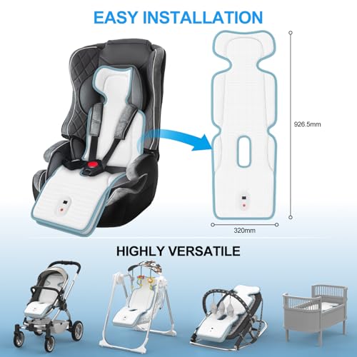 Baby Stroller Cooling Pad, Up to 10H Cooling, 10000 mAh Rechargeable Car Seat Liner with 2 Built-in Blower, 3 Speed, Baby Summer Essentials, Cooling Cushion for Toddler Outdoors, Blue - color: Blue