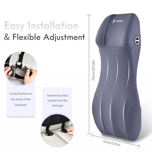 Integrated Car Seat Lumbar Support Pillow & Car Neck Pillow Memory Foam Back Cushion for Driving Car Seat Back Support Pillow for Car Seats Driver Back Neck Sciatica Pain Relief Cushion, Blue - color: Blue, size: 2-in-1 Lumbar&headrest Pillow