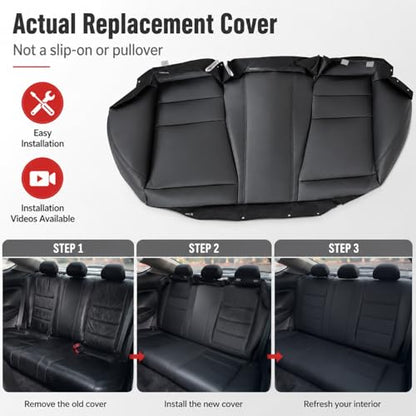 NLQR Black Rear Bench Bottom Replacement Seat Cover Compatible with Honda Accord 2008 2009 2010 2011 2012 - color: Black