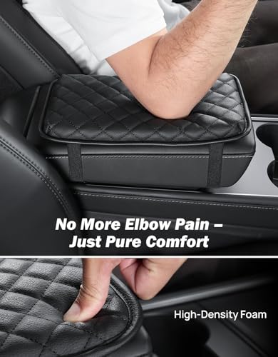 JOYTUTUS Universal Center Console Cover, Leather Arm Rest Covers Armrest Cover for Car, Middle Console Cover Lid, Car Arm Rest Cushion Pad for Most Vehicle, SUV, Car, Sedan, Car Black Accessories