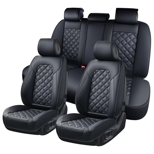 Leather Seat Covers Full Set Universal Fit for Honda Civic Accord CRV Toyota Camry Prius Rav4 Corolla Kia Lexus Nissan Mazda Jeep Cherokee and Most Cars, Waterproof Car Seat Cover Seat Protector Black - color: Black-C, size: Full Set