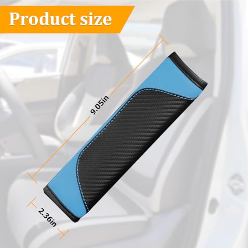 2PCS Car Seat Belt Cover, Carbon Fiber Seatbelt Shoulder Protection, Soft Car Seat Belt Strap Cushion Protect Your Neck and Shoulder, Car Accessories Seat Belt Pad for Car Truck (Blue) - color: Blue