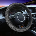 Black Leopard Print Steering Wheel Cover Universal 15 Inch Cheetah Elastic Steering Wheel Cover Leopard Auto Car Accessories Non-Slip Breathable Neoprene Steering Wheel Covers Protector Universal - color: Black Leopard Print