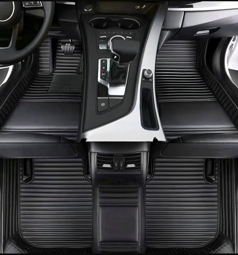 TAHALICustom Colors Car Floor Mats Black Pink for 99.9% Sedan SUV Sports， All-Weather Liners Car Floor mat，Luxury Leather Automotive Floor Mats (Black Stripe,3D Floor Mats) - color: black stripe
