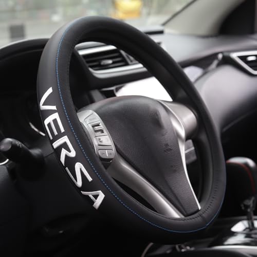 XITER Leather Steering Wheel Cover for Nissan Versa 2012-2019-With Versa Logo - color: Versa 2012-2019,With "Versa " LOGO