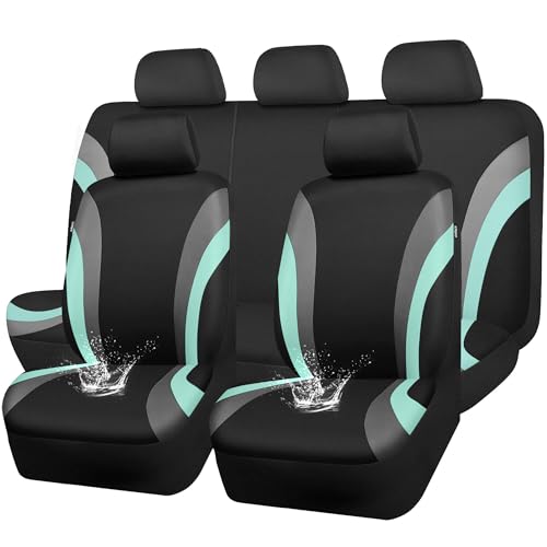 CAR PASS EVA Waterproof Car Seat Covers Full Set, Mint Seat Covers for Cars,Airbag Compatible,Universal Fit Sedans,Vans,SUVs,Trucks (Black and Mint) - color: Black Mint, size: full set