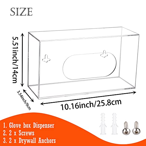 Acrylic Glove Box Holder Wall Mount Disposable Glove Dispenser Storage Organizer for Kitchen, Lab, Garages, Office, Clear - size: Single