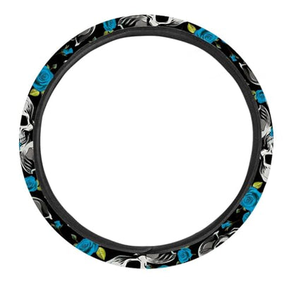 AFPANQZ Skulls Print Car Steering Wheel Cover Stretch-on Fabric Neoprene Comfortable Grip Automotive Steering Wheel Protector Adult Anti-Slip Universal 15 inch Machine Washable Gray - color: Skulls gray