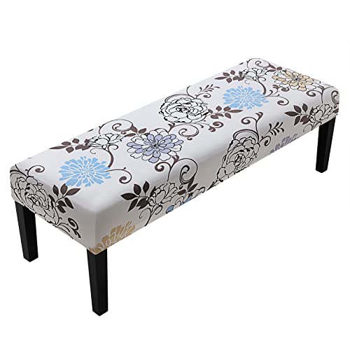 Fuloon Stretch Dining Bench Cover, Anti-Dust Removable Bench Slipcover Washable Seat Cushion Protector for Bedroom, Kitchen, Hotel, Banquet (Milky White) - color: Milky White