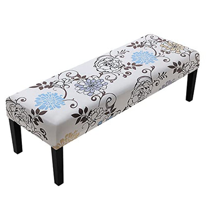 Fuloon Stretch Dining Bench Cover, Anti-Dust Removable Bench Slipcover Washable Seat Cushion Protector for Bedroom, Kitchen, Hotel, Banquet (Milky White) - color: Milky White